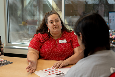 Student talking to counselor